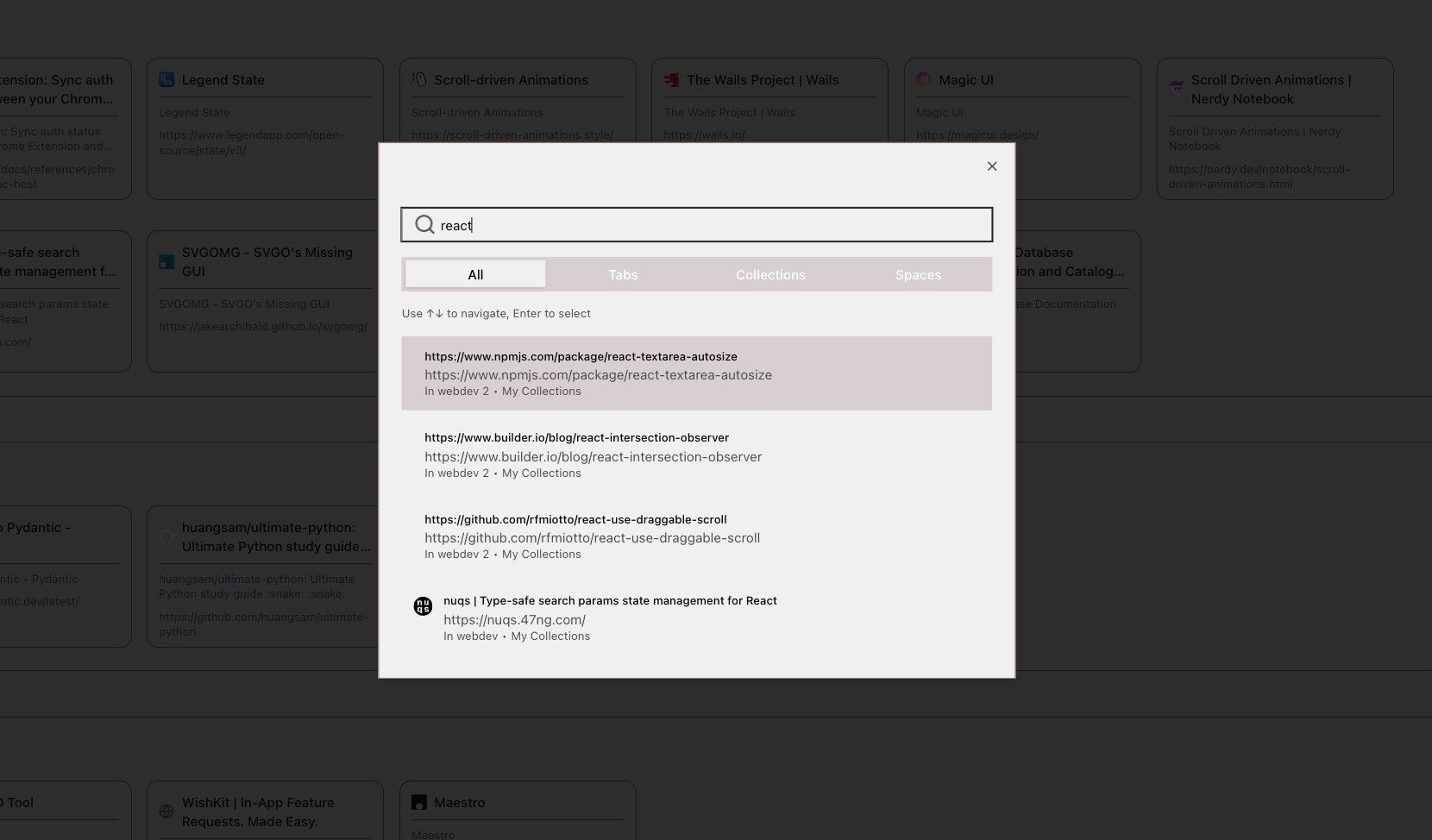 Session management interface