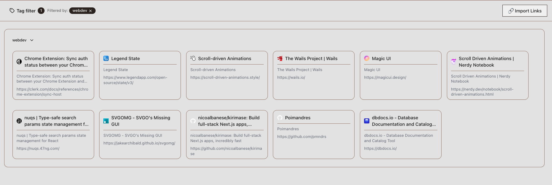 Tag-based organization system